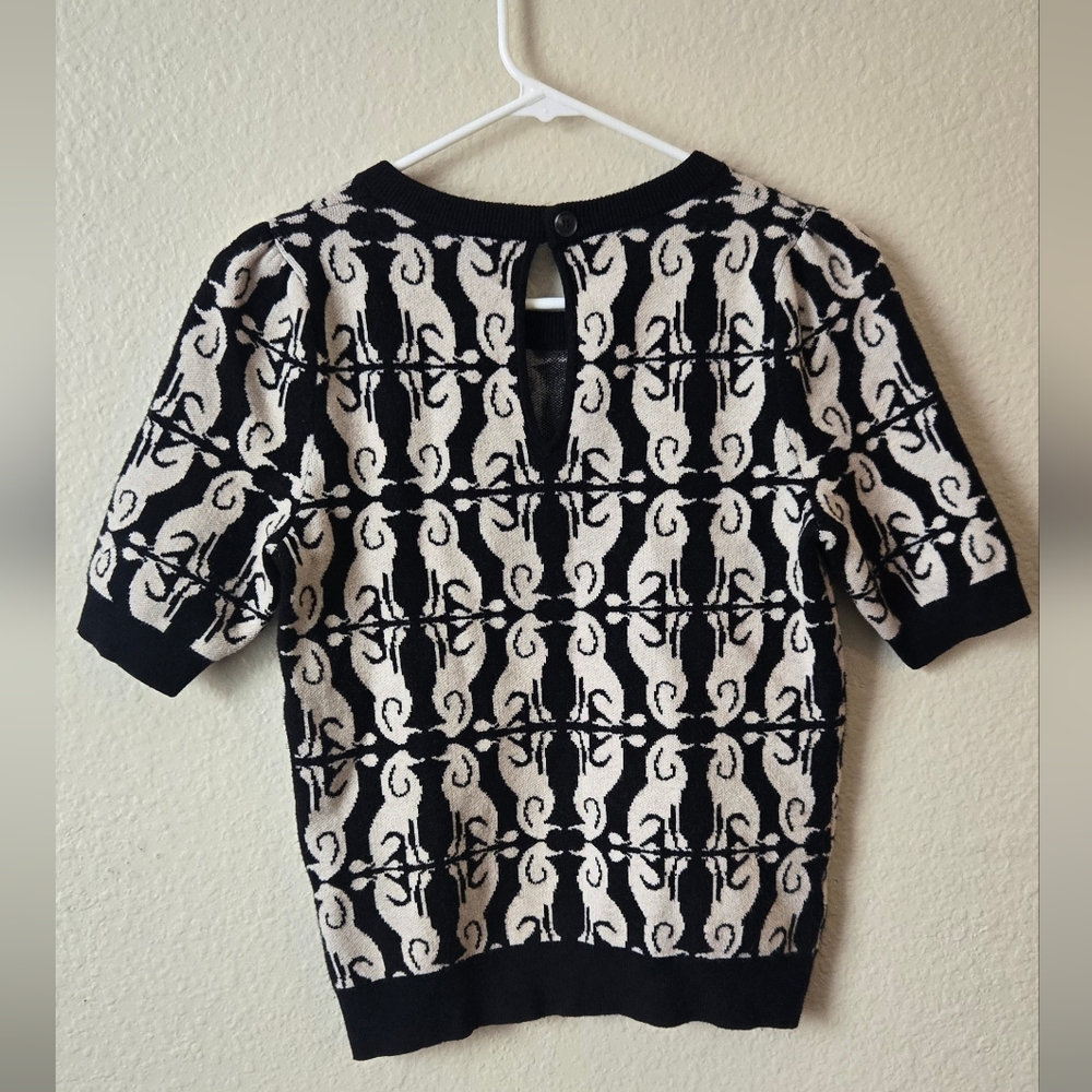 Anthropologie Maeve Harmon Jacquard Sweater Tee Poodle print - Picture 4 of 7